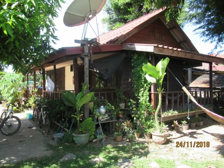Notre super bungalow à Champassak, au bord du Mékong