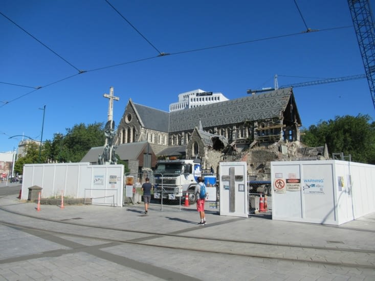 La fameuse église de Christchurch enfin ce qu'il en reste....