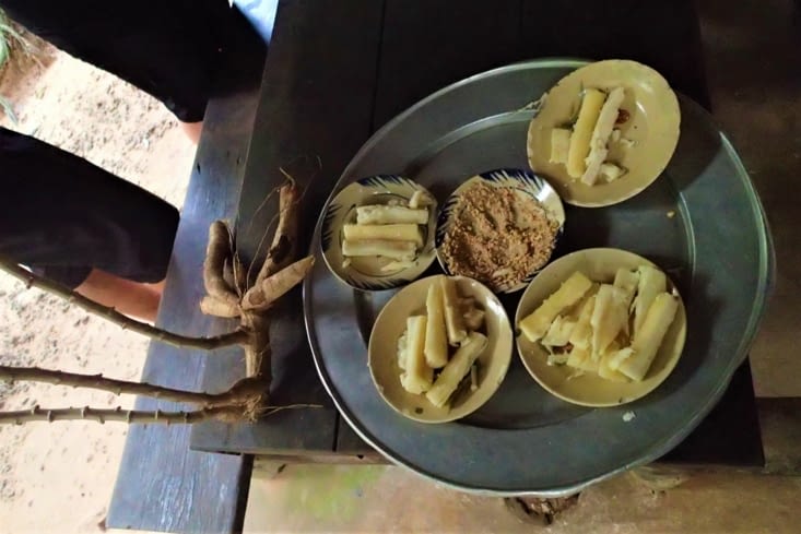 On a pu goutter le  plat typique de cette période: le manioc bouilli.