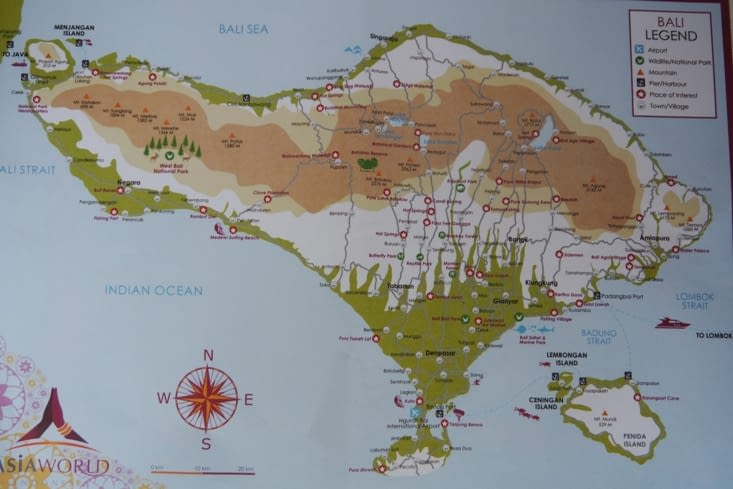 La carte de Bali