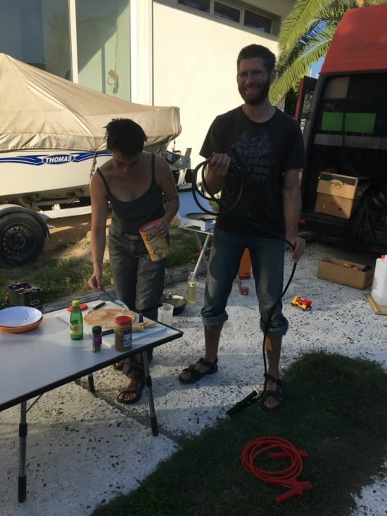 2 jours après, sur Thessalonique ... Une partie "Crêpe" en plein après midi fin Octobre !!!! entre Allemand, Hollandais et Français (voir details dans "rencontre")