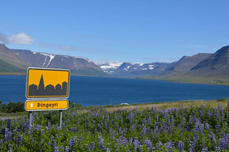 Les islandais blaguent à propos des panneaux d'entrée des villages ici "il y a plus de maisons sur le panneau que dans le village" ! Difficile à démentir dans l'ouest !