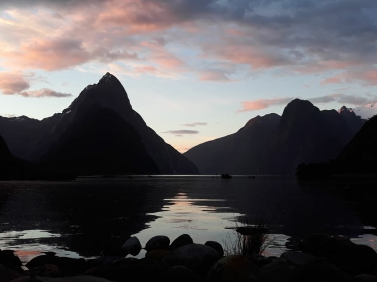 Coucher de soleil à Milford Sound