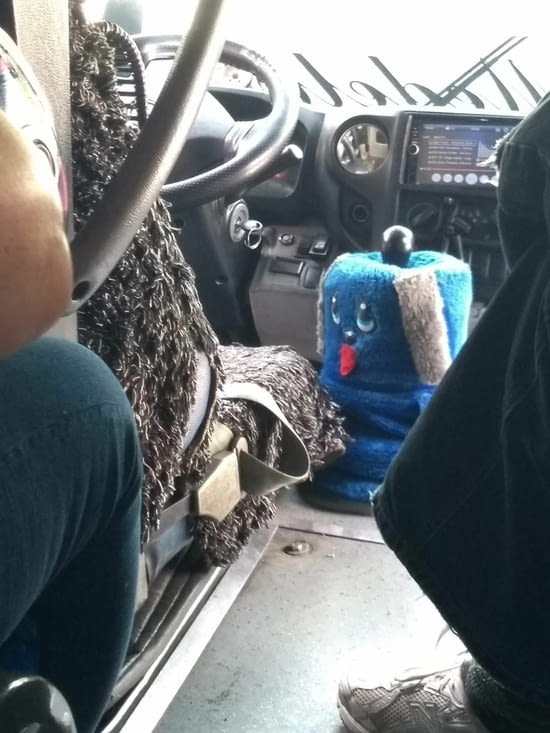 J'adore les mascottes des leviers de vitesse des bus !