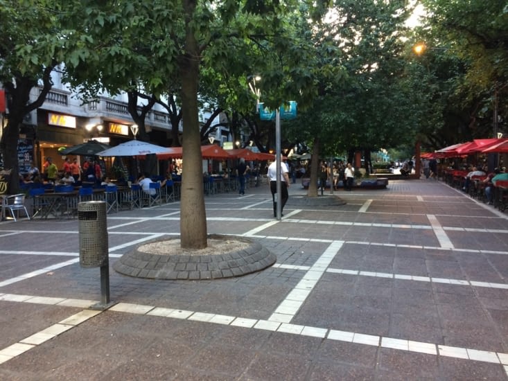 Rue piétonne à Mendoza une ville où il fait bon vivre