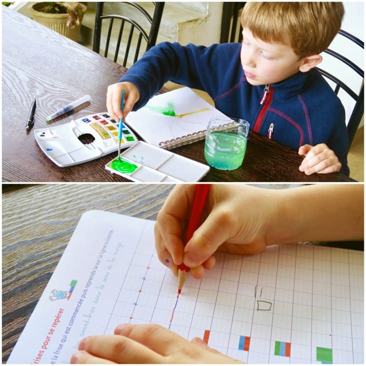 Petite séance peinture et écriture pour Maël