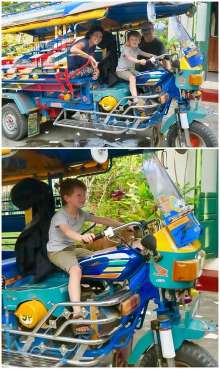 L’école est à 15 mn du centre de Luang Prabang. On y va en tuk-tuk, toujours un plaisir !