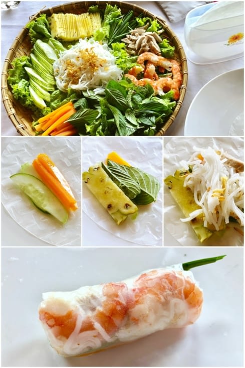 Déjeuner à bord : petit cours de préparation de rouleaux de printemps...