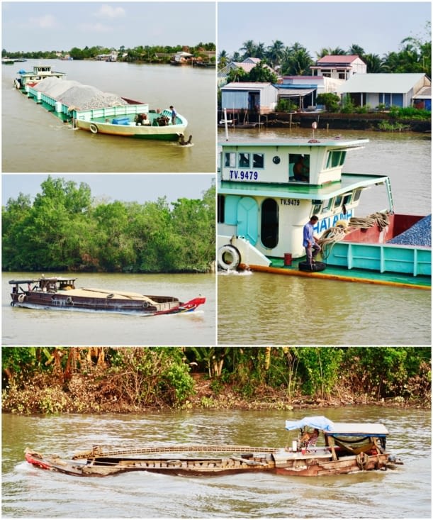 Les bateaux de transports se suivent et nous dépassent.