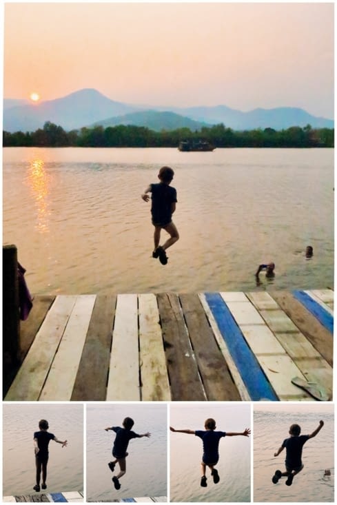 ... et une séance de sauts free style au soleil couchant.