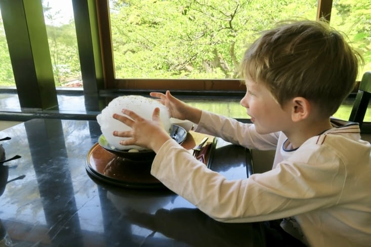Au déjeuner, le plat qui ressemblait à une boulette de riz sur le menu en photos...