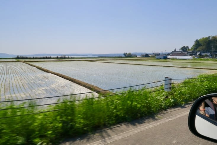 Et on reprend la route, qui alterne entre rizières...