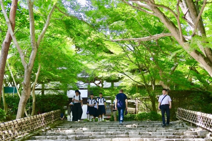 En montant vers le Ryoan-ji.