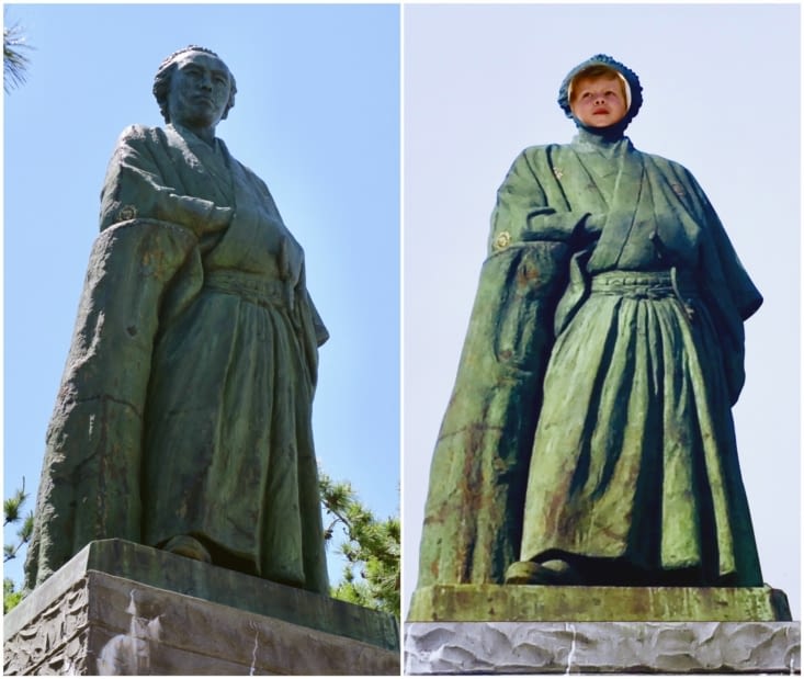 Les Japonais adorent ces panneaux en bois avec un trou pour la tête,