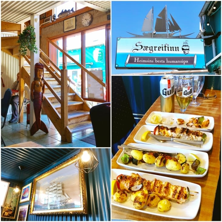 Déjeuner sur le port, poisson frais et soupe de homard dans un restaurant de pêcheur.