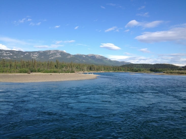 Le fleuve Yukon à Whitehorse, point des départs de la portion navigable du fleuve par les bateaux à aubes.
