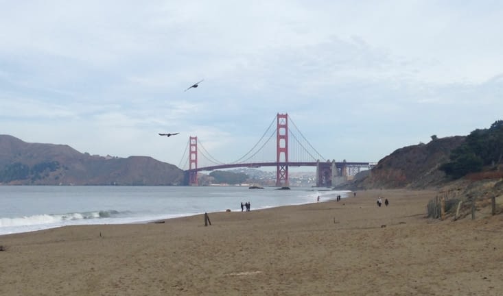 Vue sur le GG depuis la plage de Baker Beach, super spot !