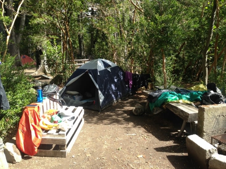 Notre campement, super camping sur les rives du fleuve !