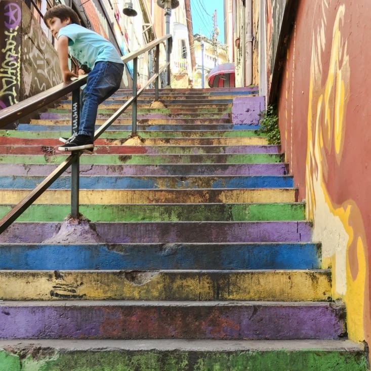 Pour parcourir les cerros (petites collines) on emprunte moults escaliers colorés