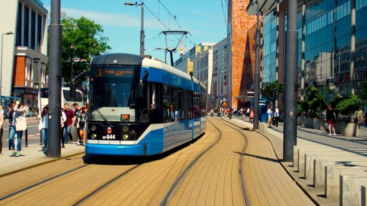 Les trams bleus de Cracovie