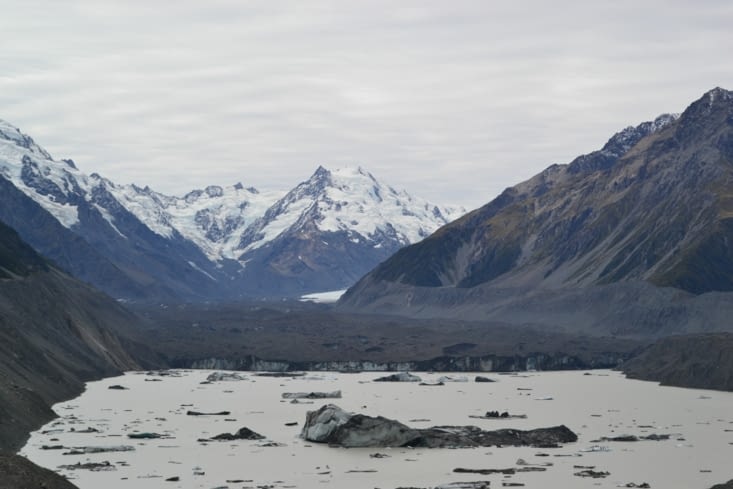 Le glacier tasman et les icebergs