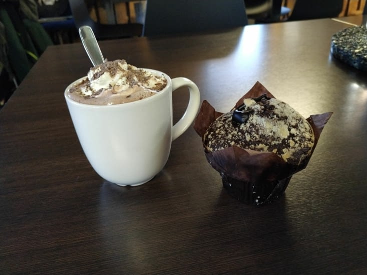 Chocolat chaud et muffin