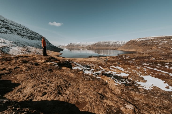 La vue depuis la cascade Fjallfoss