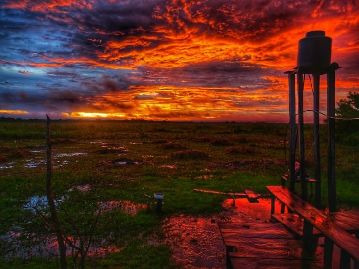 Couché de soleil sur la Pampa