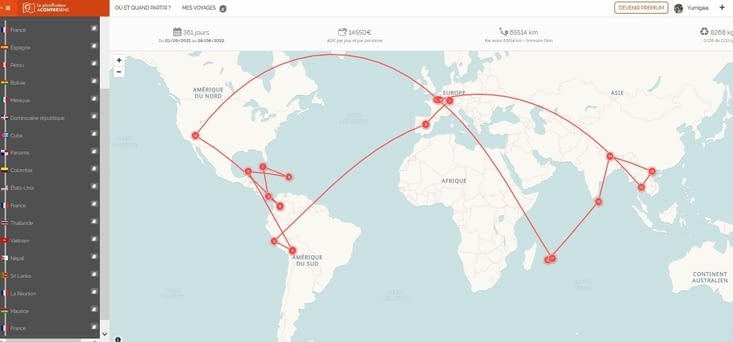itinéraire (plus que variable ) établie a 1mois et demi du départ