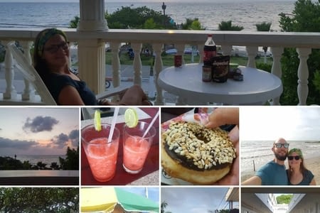 J.227 (12.08) : Carthagène vue de loin & première baignade dans les Caraïbes.