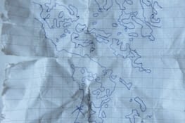 Croquis d'une petite partie de la baie. 1cm=environ 500m. On a tout ratissé, jusqu'a épuisement.