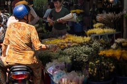Scène de vie au marché aux fleures