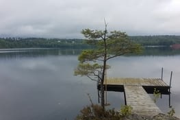 droit sur un ponton qui flotte sur...