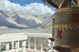 Les roues de prières tibétaines au Monastère de Diskit