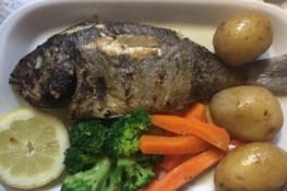 Notre délicieux poisson!!! pas de photos des gambas!!!