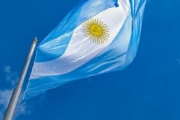 Drapeau de l'Argentine flottant dans le ciel
